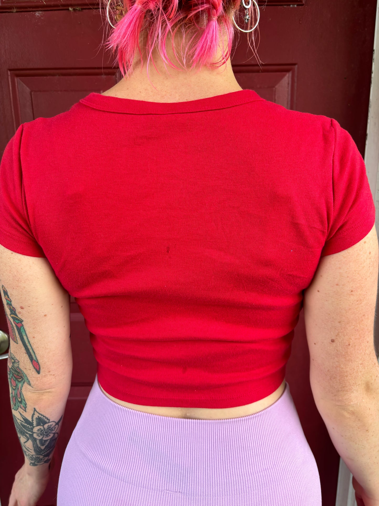 Pink cherry crop top